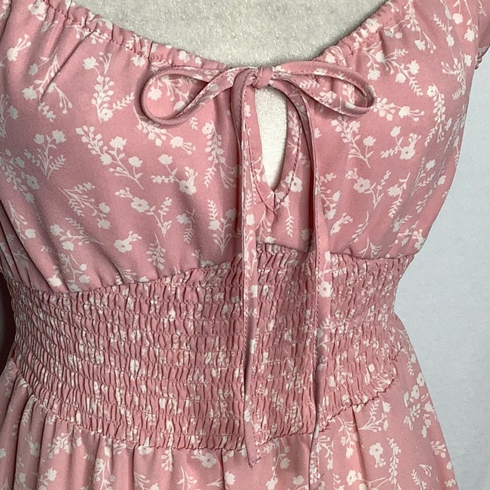 Love Tree Smocked Milkmaid Ditsy Floral Dress Size S - Picture 7 of 14